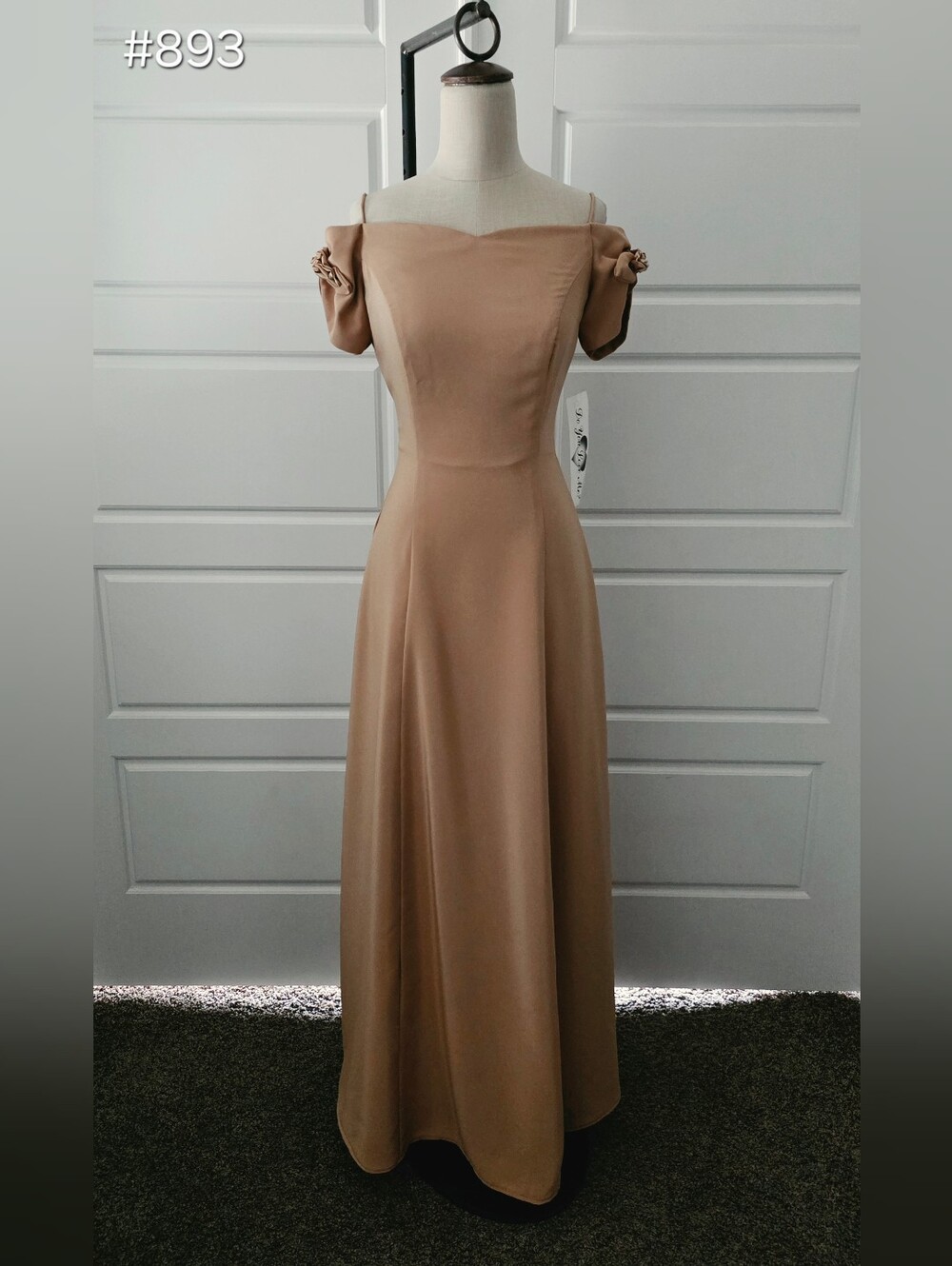 Gold/Yellow Off-Shoulder A-line Maxi Formal Dress
